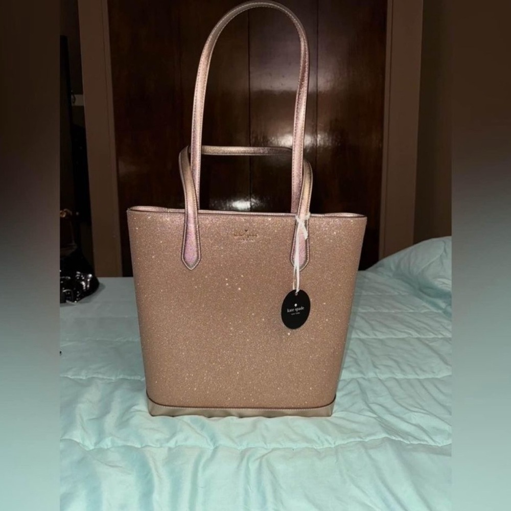 NWT RARE Rose Gold Glitter Kate Spade Tote